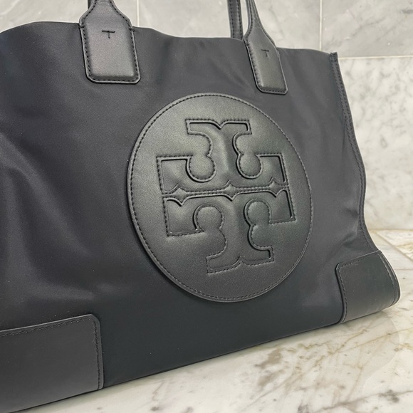 🖤Tory Burch Black Small Ella Nylon Leather Tote Bag - Picture 2 of 14